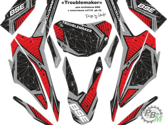 Комплект наклеек CRF110 Troublemaker pitbikemarket.ru